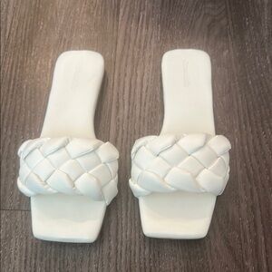 Open Edit White Braided Slide Sandals Size. 8.5